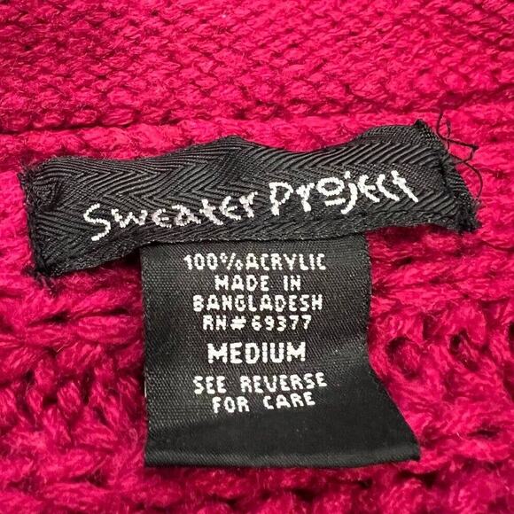 Women's The Sweater Project Open Front Knit Cardigan Mid Length Maroon Size Med - Picture 4 of 4